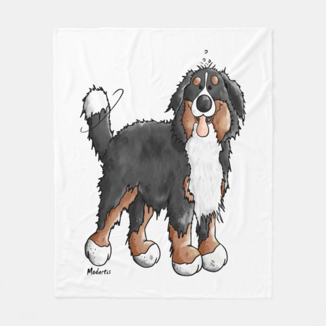 Manta Polar Perro de montaña feliz de Berna - Cómic - Perros - (Anverso)