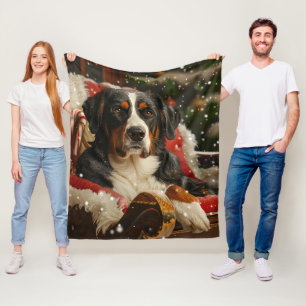 Manta Polar Perro de montaña suizo grande navideño festivo
