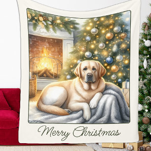 Manta Polar Perro de Navidad de recuperador de labrador amaril