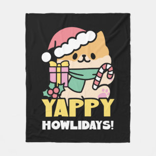 Manta Polar Perro de Navidades Cuadros - Yappy Howlidays