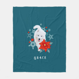 Manta Polar Perro de Navidades furtivos Samoyed personalizado