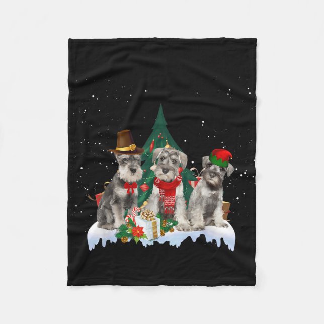 Manta Polar Perro de Navidades Schnauzer en miniatura (Anverso)