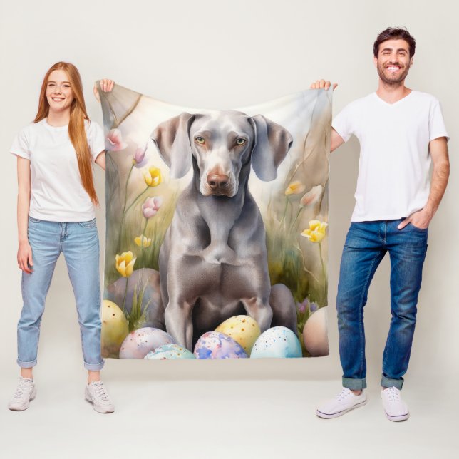 Manta Polar Perro de Weimaraner con festividad de huevos de Pa (In situ)