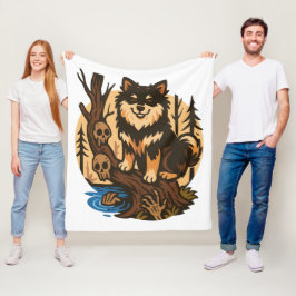 Manta Polar Perro del bosque espeluznante con arte de terror d