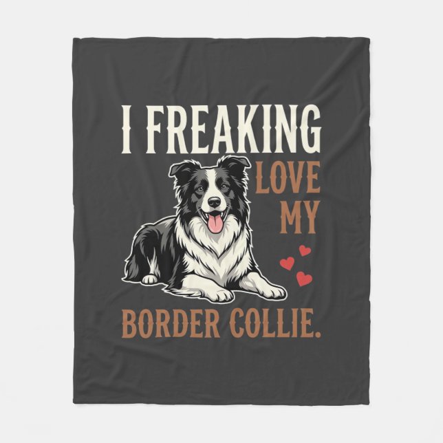 Manta Polar Perro divertido de amor Border Collie (Anverso)