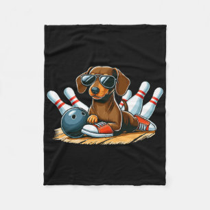 Manta Polar Perro Divertido Jugando Bolos Dachshund Con Gafas