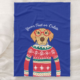 Manta Polar Perro divertido llevando gafas, Navidades feos sué