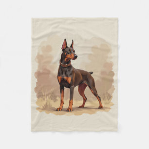 Manta Polar Perro Doberman Pinscher Marrón Óxido Rojo