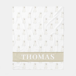 Manta Polar Perro dorado blanco personalizado