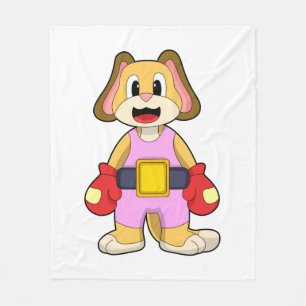 Manta Polar Perro en boxeo con guantes de boxeo