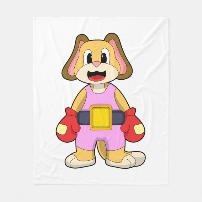 Manta Polar Perro en boxeo con guantes de boxeo (Anverso)