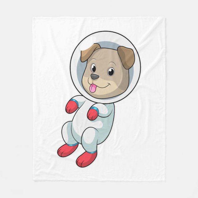 Manta Polar Perro en el espacio con traje (Anverso)