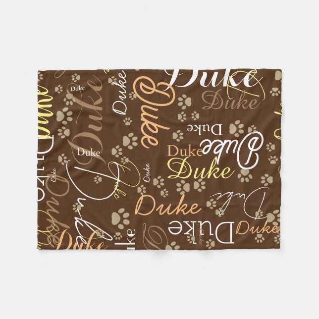 Manta Polar Perro en pastas marrones estilo (Frente (Horizontal))