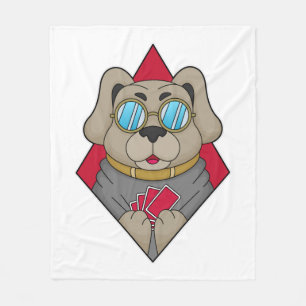 Manta Polar Perro en Poker con tarjetas de póker