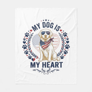 Manta Polar Perro Es Corazón Bandera Americana Gafas de sol_1