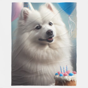 Manta Polar perro esquimal americano con globos cumpleaños