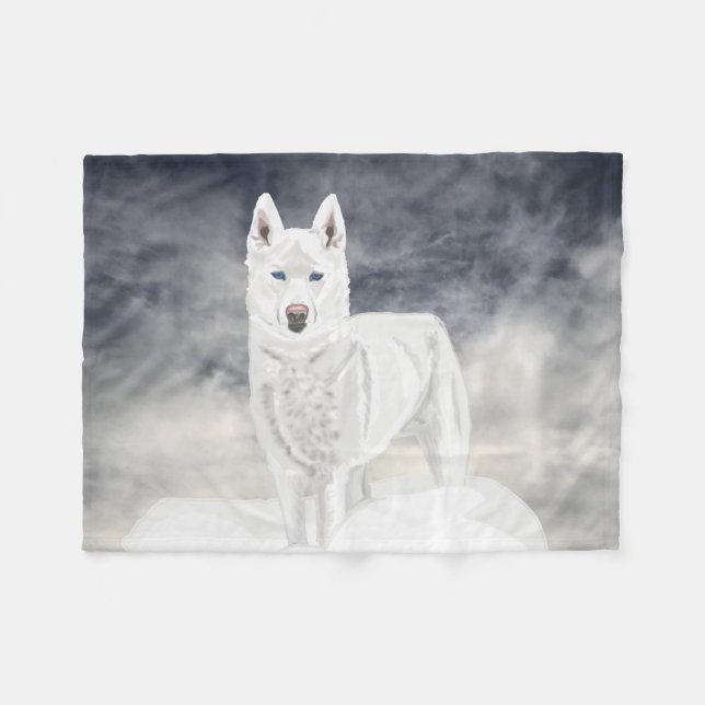 Manta Polar Perro esquimal blanco (Frente (Horizontal))