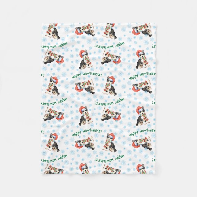 Manta Polar Perro esquimal feliz de Howlidays (Anverso)