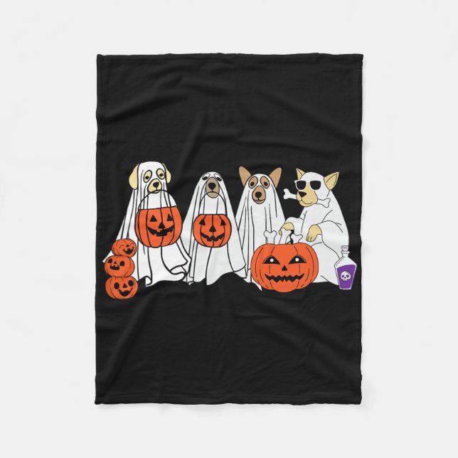 Manta Polar Perro Fantasma Cute Perro Vestido Como Fantasma Gr (Anverso)