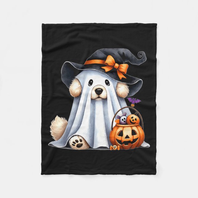 Manta Polar Perro Fantasma de Halloween (Anverso)