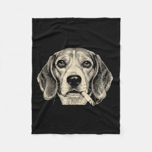 Manta Polar Perro fumando cigarrillo divertido beagle meme