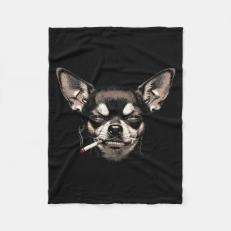 Manta Polar Perro fumando cigarrillo divertido meme Chihuahua