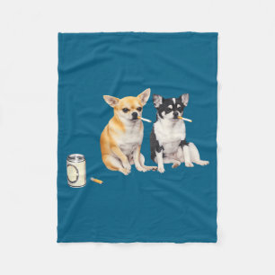 Manta Polar Perro fumando cigarrillo divertido meme de Chihuah