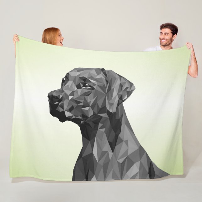 Manta Polar Perro geométrico gris verde (In situ)