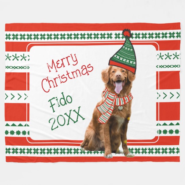 Manta Polar Perro gracioso con Gorra mayor y Personalizado ver (Frente (Horizontal))