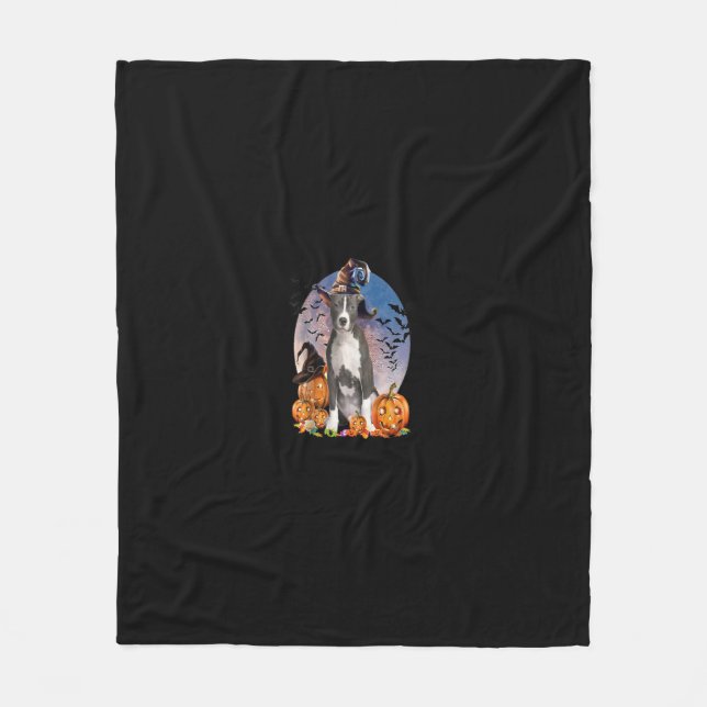 Manta Polar Perro Halloween Pitbull Jack O Lantern Tank (Anverso)