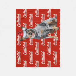 Manta Polar Perro Heeler Azul con Navidades con marca de nombr