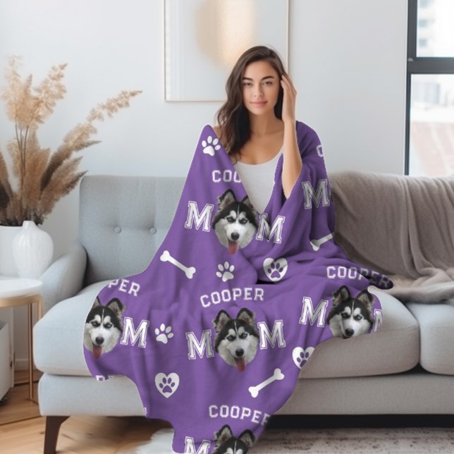 Manta Polar Perro Husky, Nombre Purple Personalizado Repetir (Subido por el creador)