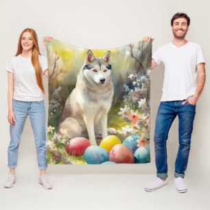 Manta Polar Perro Husky Siberiano con festividad de huevos de 