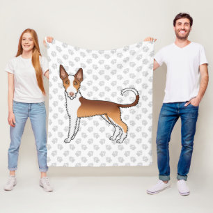 Manta Polar Perro Ibizan Hound de Pelo Rizado Rojo y Blanco & 