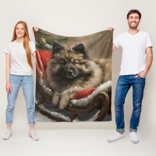 Manta Polar Perro Keeshond Navideño Festivo