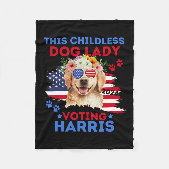 Manta Polar Perro Lady Vote Kamala Harris 2024 Golden Retrieve (Anverso)