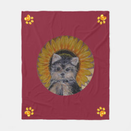 Manta Polar Perro Lindo, Girasol y Patas de Oro