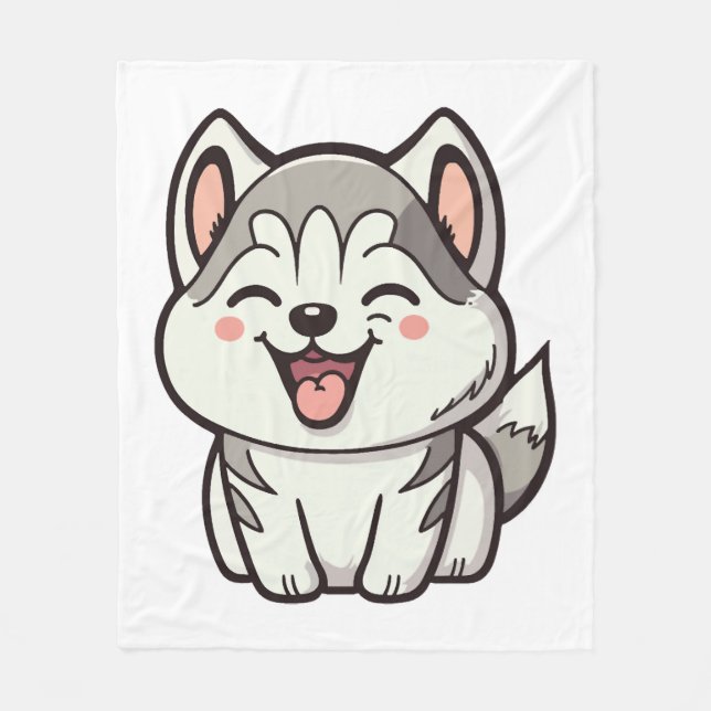 Manta Polar Perro lindo siberiano cascarrón (Anverso)