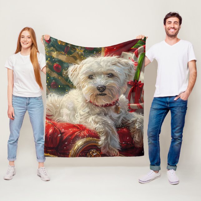Manta Polar Perro maltés navideño festivo (In situ)