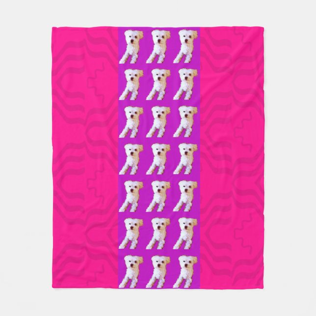 Manta Polar Perro maltés púrpura rosado 4Jojo (Anverso)