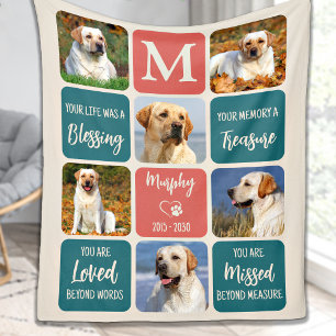 Manta Polar Perro Memorial Regalo Mascota Pérdida Colores Retr