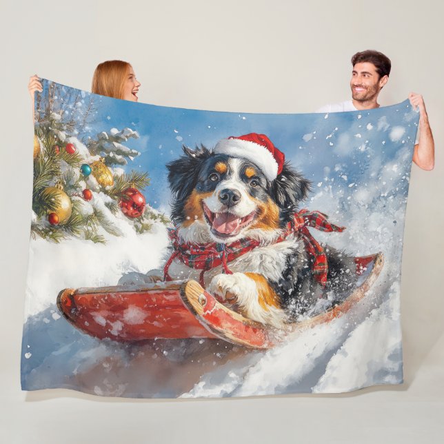 Manta Polar Perro montañés de Bernese en Navidades de escabech (In situ)