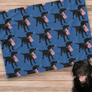 Manta Polar Perro negro del laboratorio con la bandera