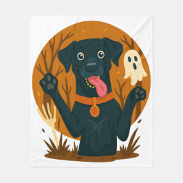 Manta Polar Perro negro lindo y espeluznante con fantasma 