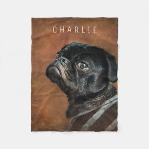 Manta Polar Perro negro pug personalizado