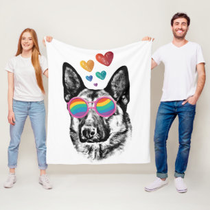 Manta Polar Perro pastor alemán con El día de San Valentín car