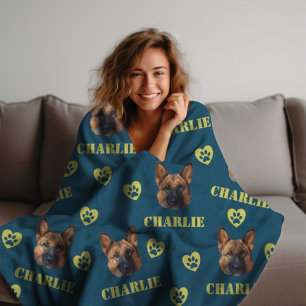 Manta Polar Perro pastor alemán, foto Personalizado y repetici