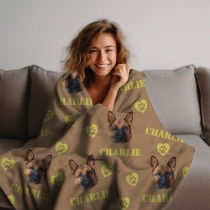 Manta Polar Perro pastor alemán, foto Personalizado y repetici