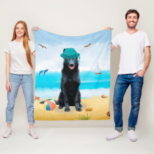 Manta Polar Perro pastor alemán negro en la playa