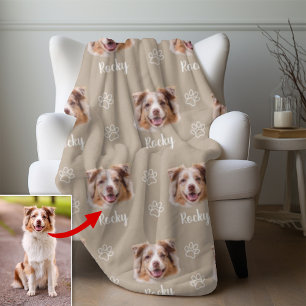Manta Polar Perro pastor australiano, foto y nombre Personaliz